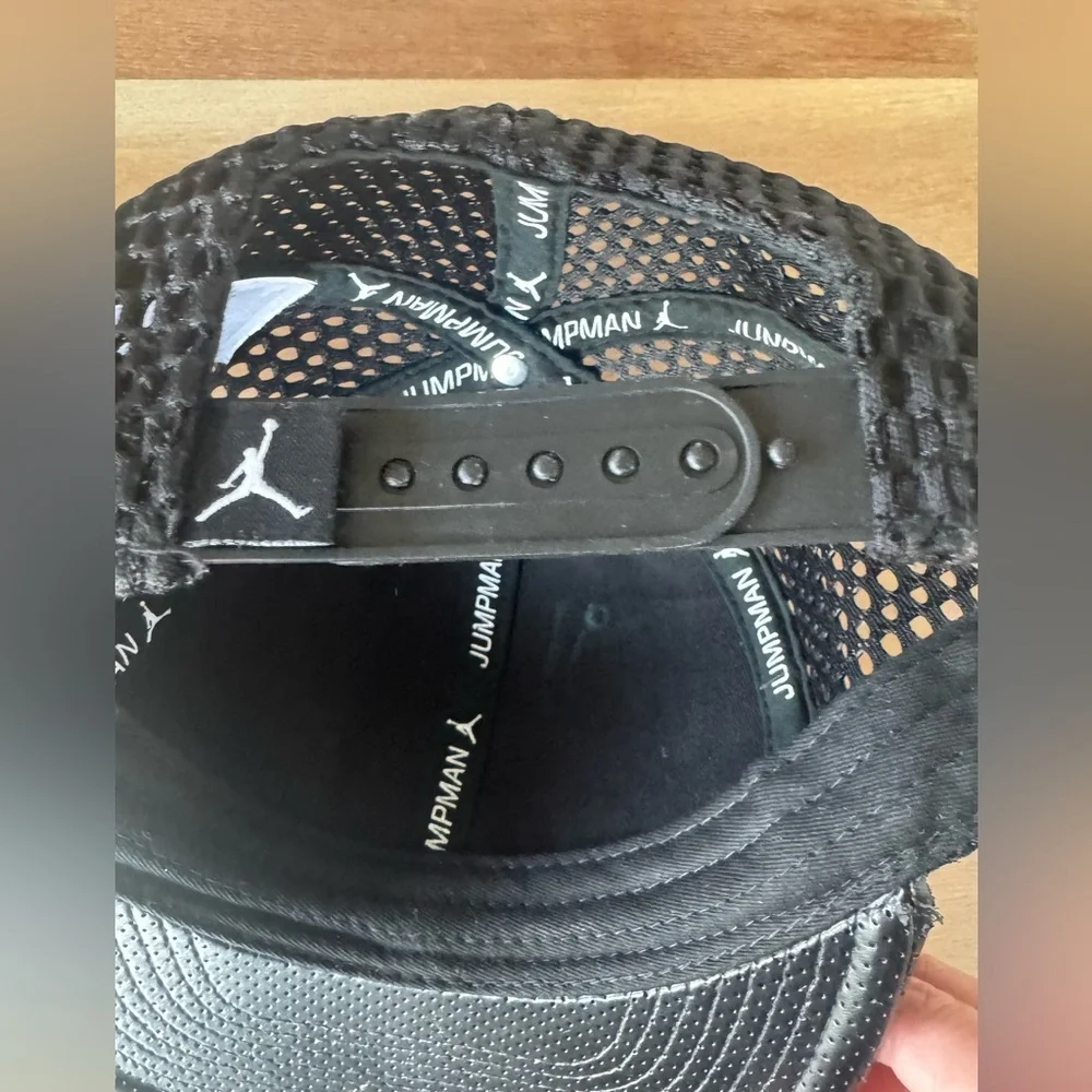 Jordan Kids Black Vegan Leather Cap with Mesh